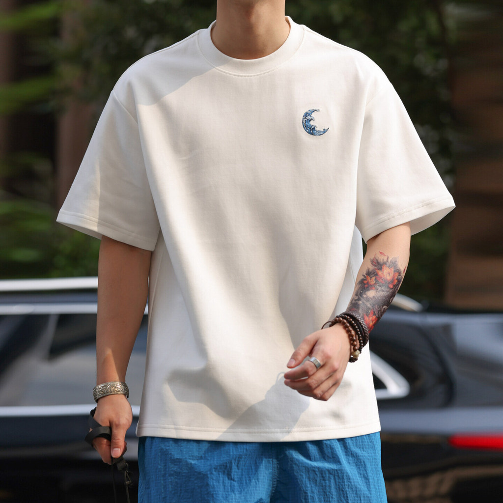 230g Air Layer Wave Embroidery Cotton T-Shirts