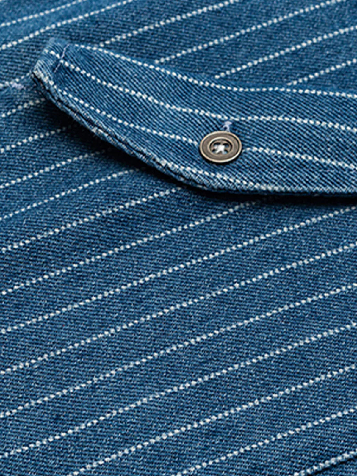 WABASH Irregular Pocket Striped Denim Shirt