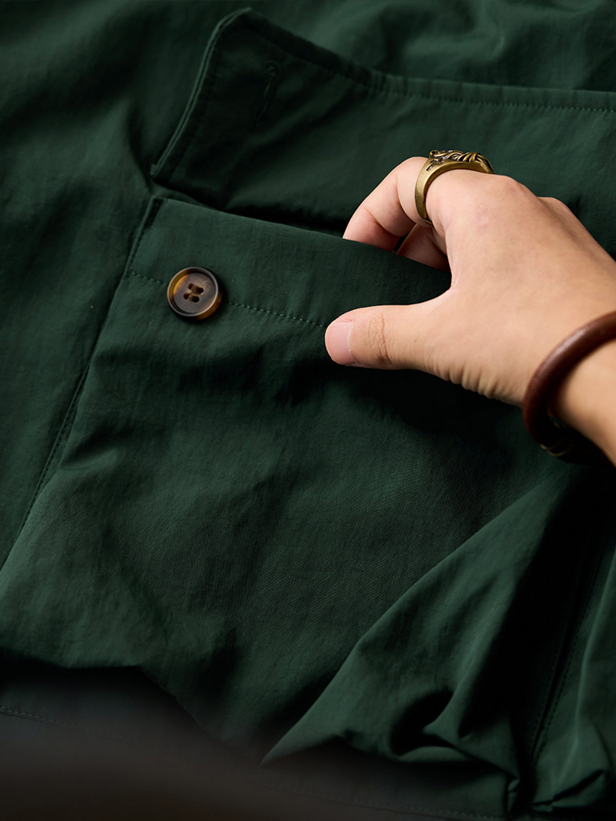 Corduroy-Lined Collar and Cuffs Water-Repellent Hunting Jacket