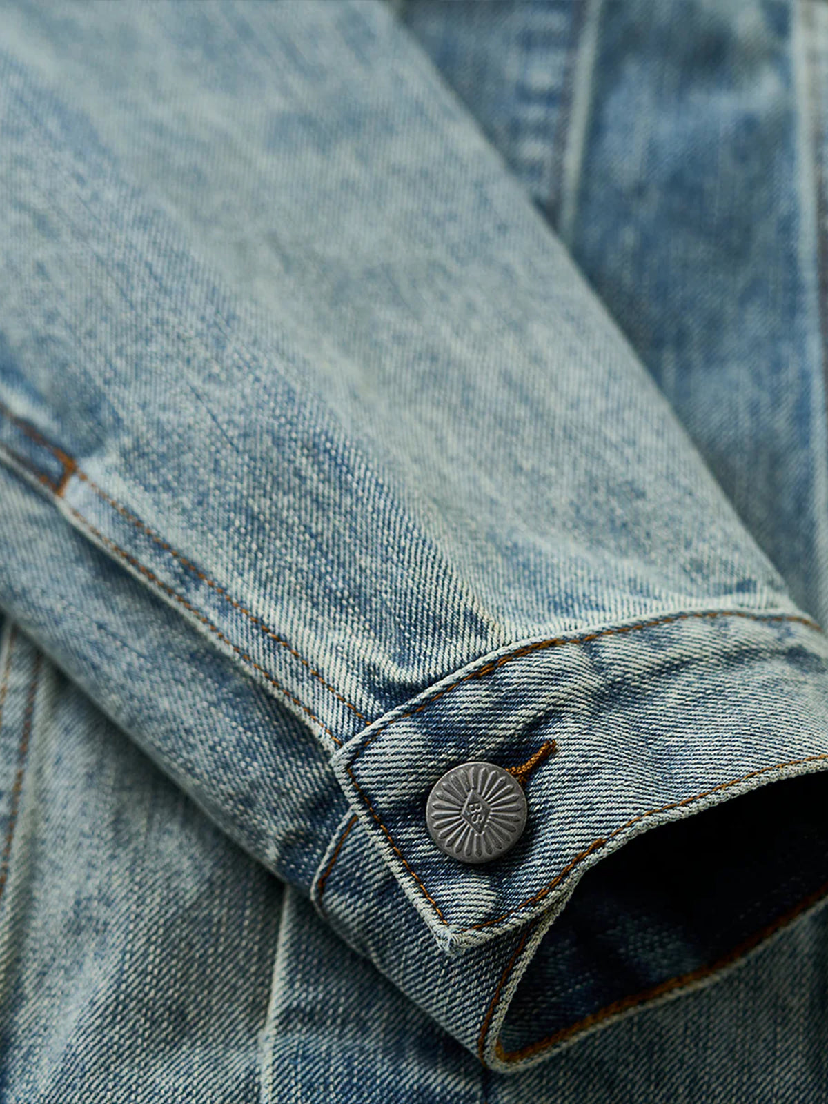 W Mini Embroidery Stone-Washed Denim Work Jacket