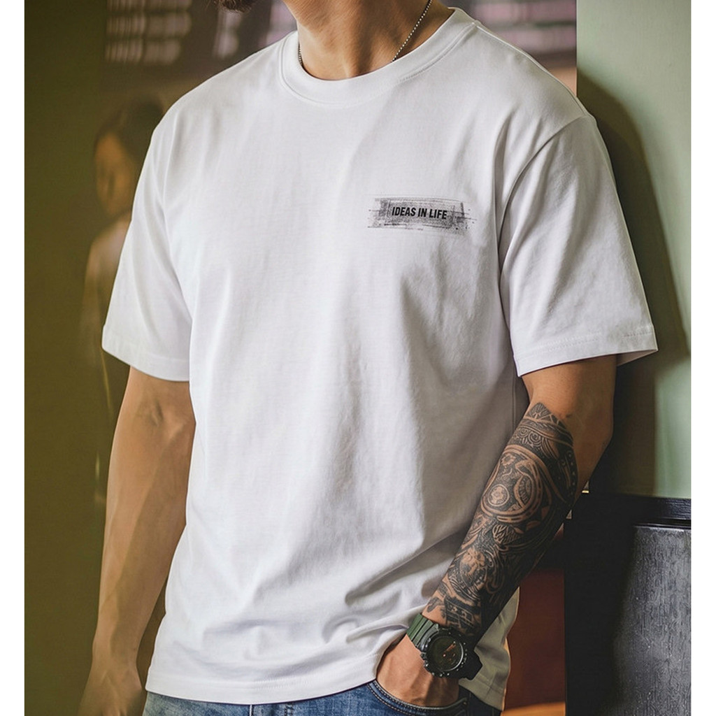 Wuluwear Modal Blended Men's T-Shirt Summer New Style American Cool Breathable Top Loose Smudge Printed Short Sleeve Men