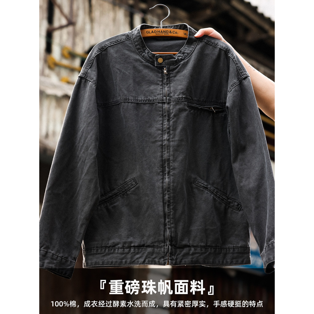 American vintage Stand-Up Collar Carhart Jacket Men Slightly Wide Canvas Distressed Outdoor Tough Guy Cargo Jacket
