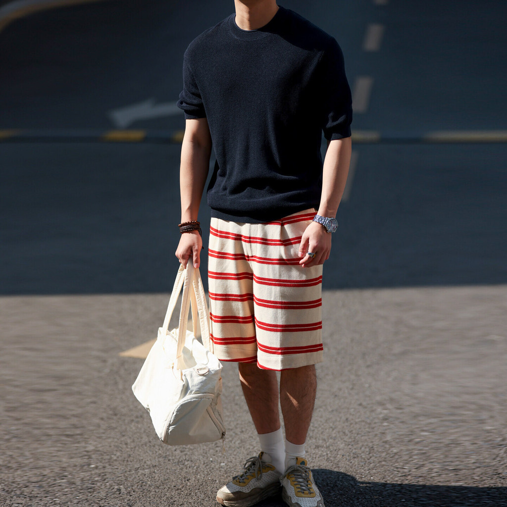 Wuluwear American Casual Tencel Linen Short-Sleeved Sweater Men cleanfit Texture Simple Round Neck T-Shirt