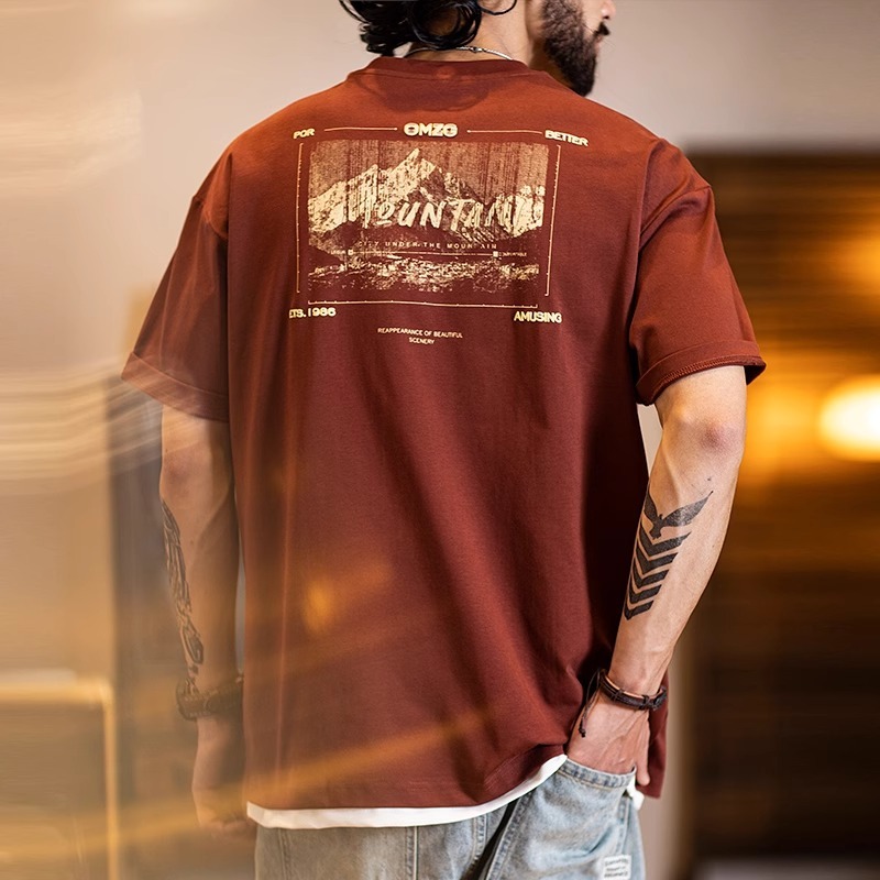 Quick-Drying Street Wear Printed Short-Sleeved t-Shirt Men 2025 Summer New Style Loose Cool Feeling Ice Leather Half-Sleeved t-Shirt