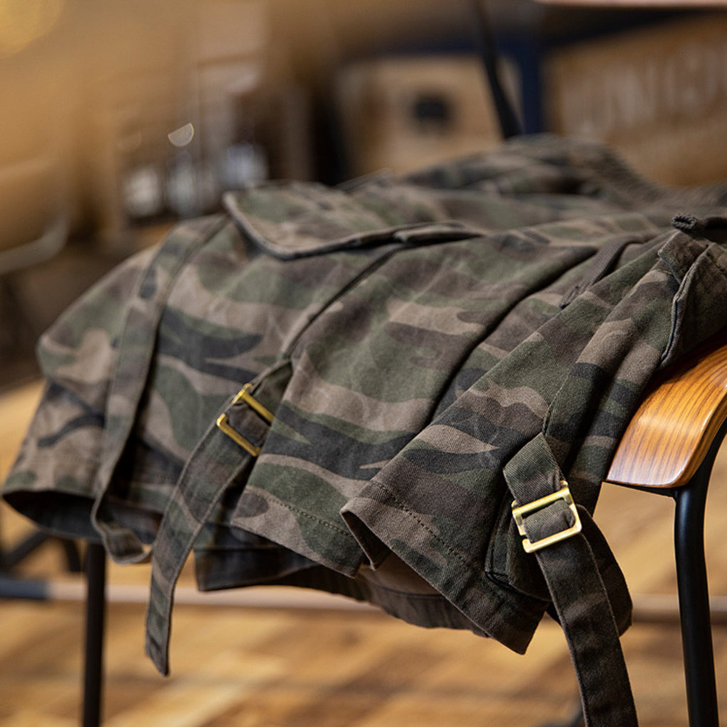 Camouflage Pure Cotton Loose Street Shorts Men