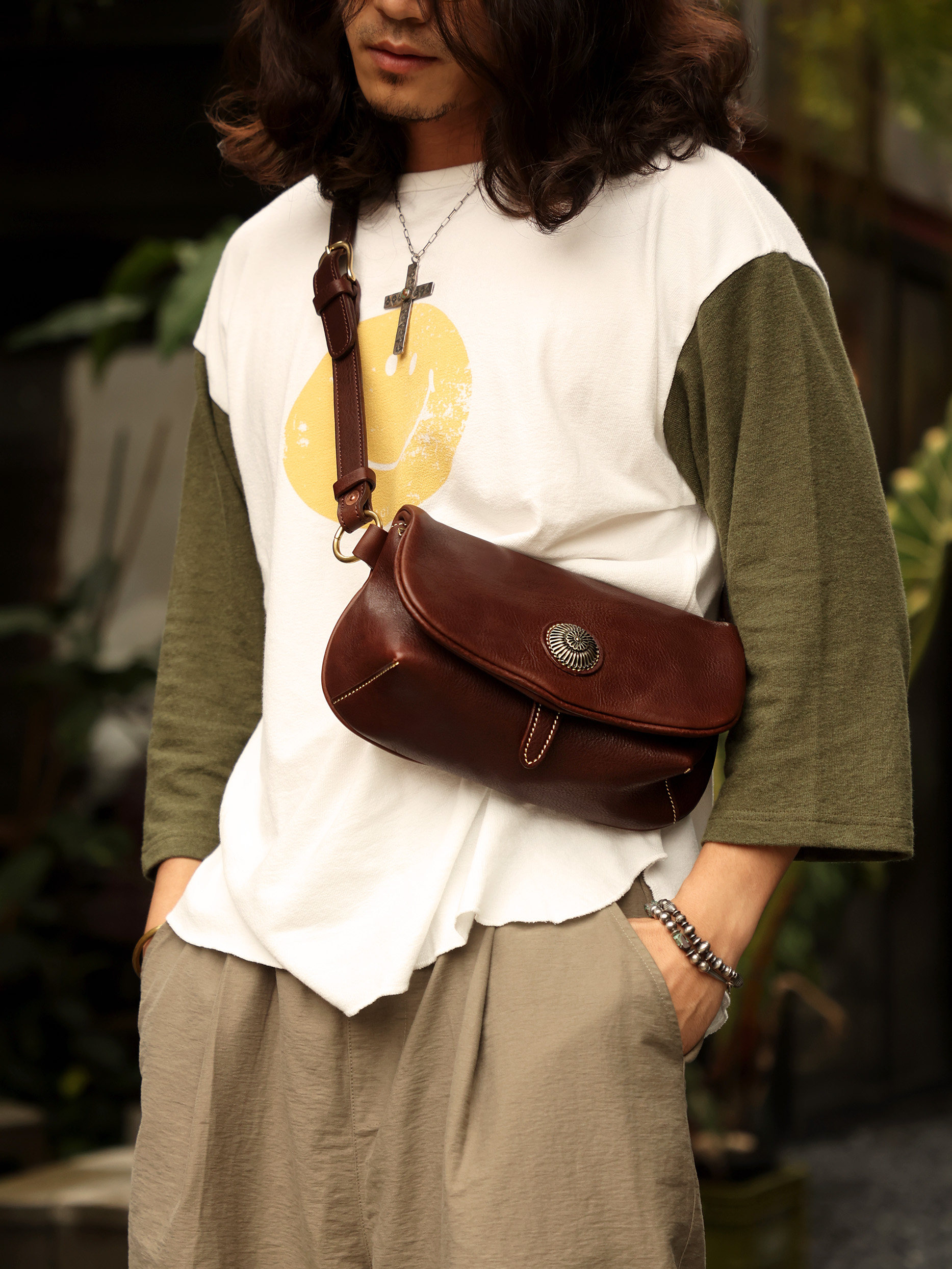 Leather chest bag