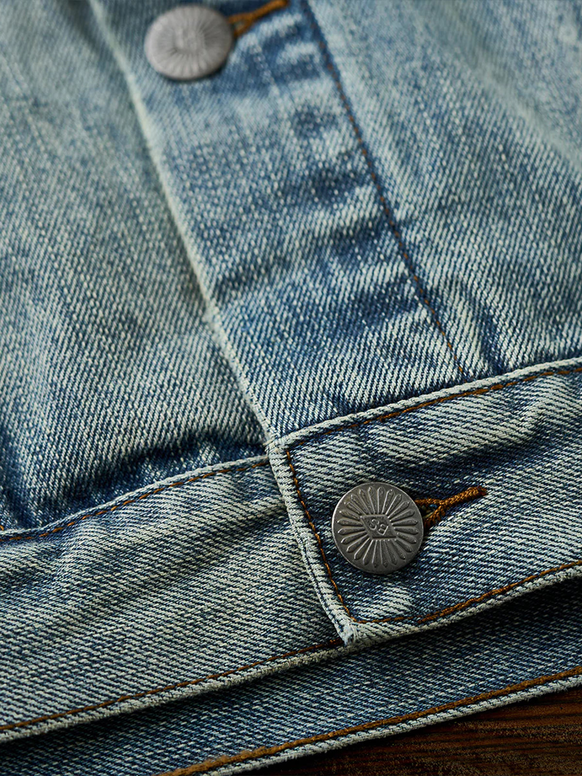 W Mini Embroidery Stone-Washed Denim Work Jacket