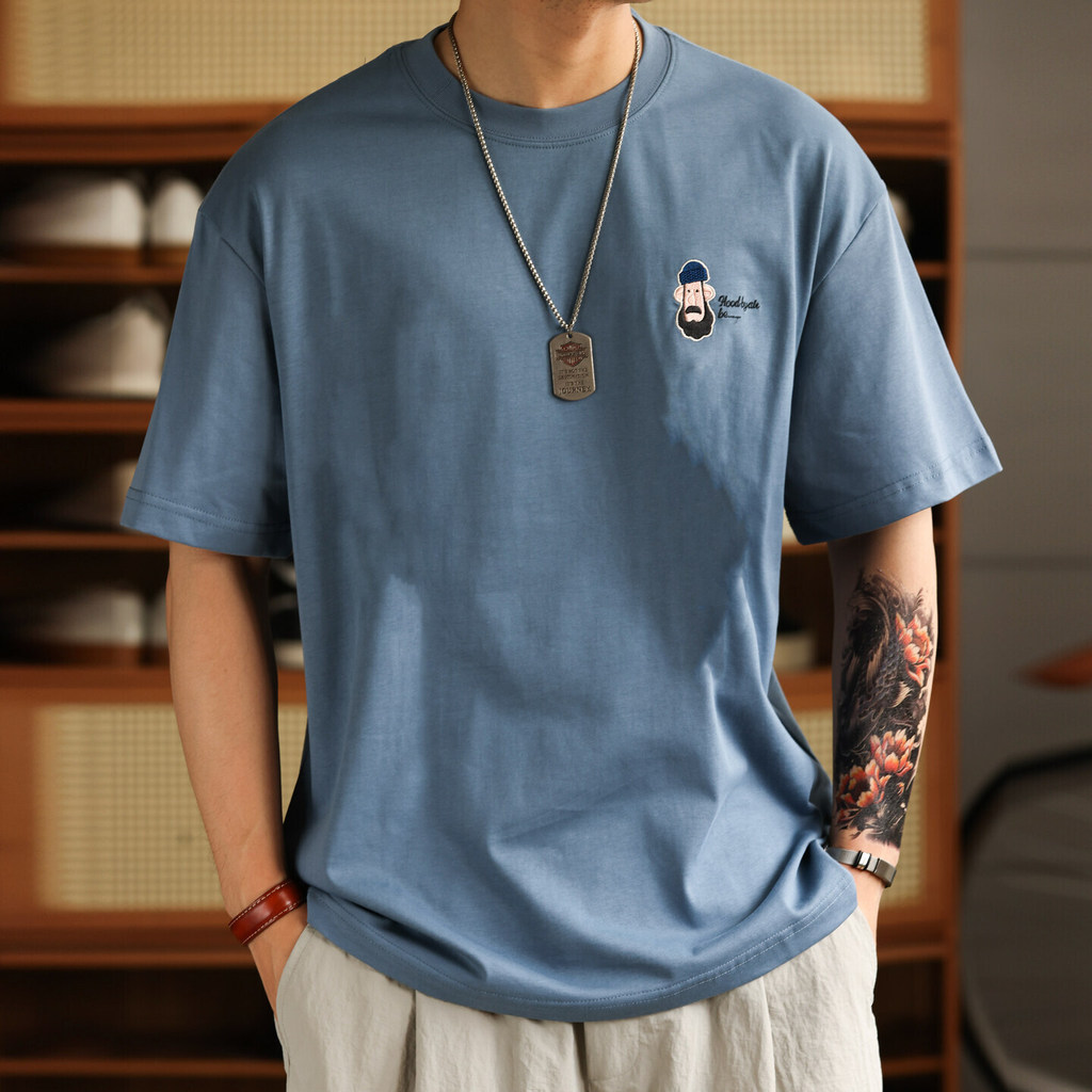 245g Fun Embroidered Printed T-Shirt