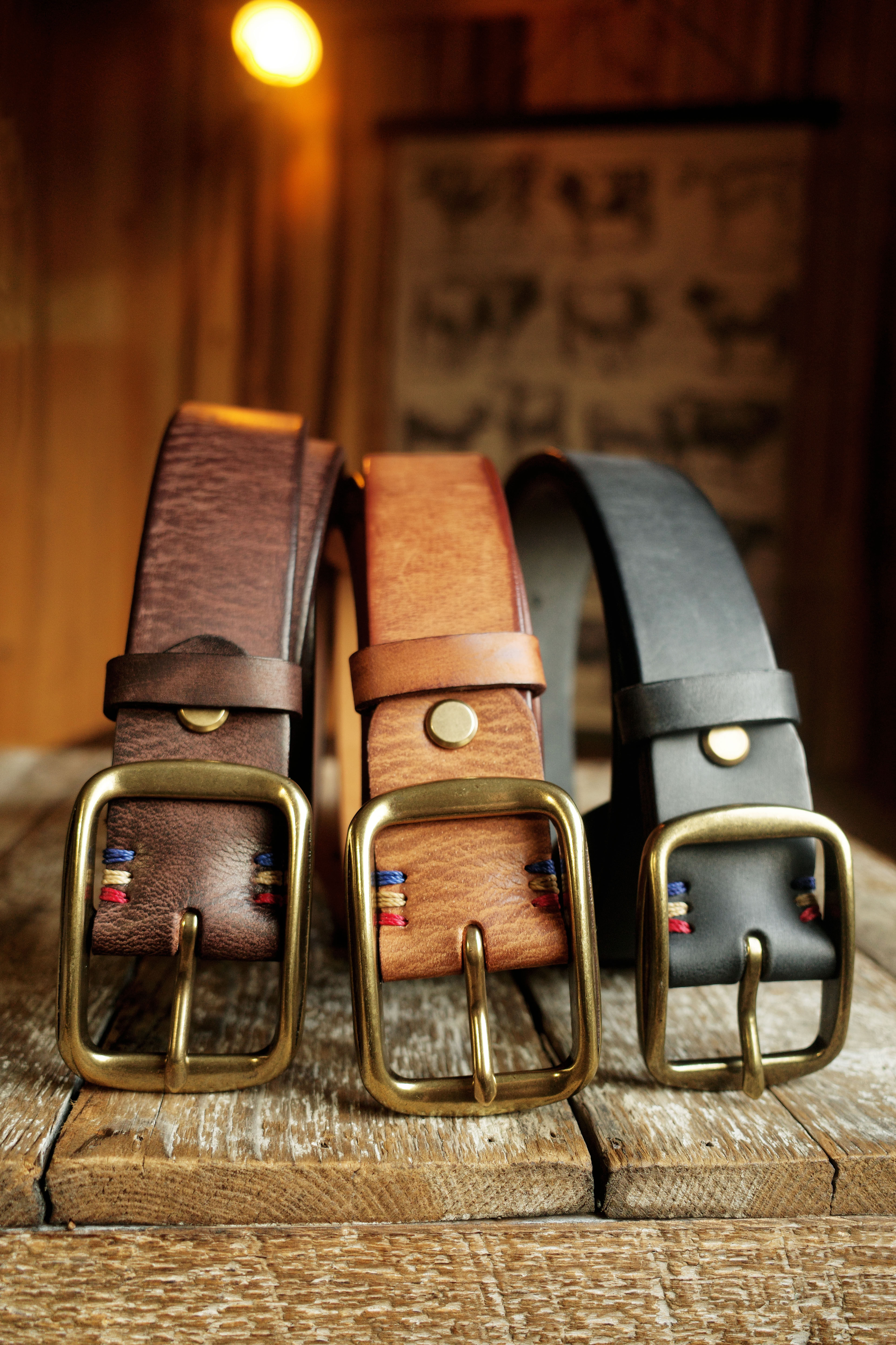 Handmade brass genuine leather belt