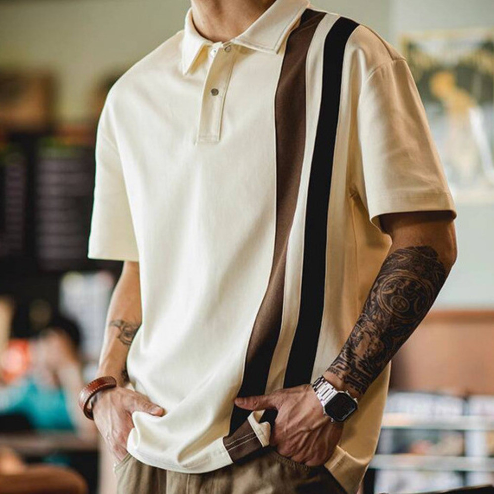 Stitching Contrast Color Polo Shirt