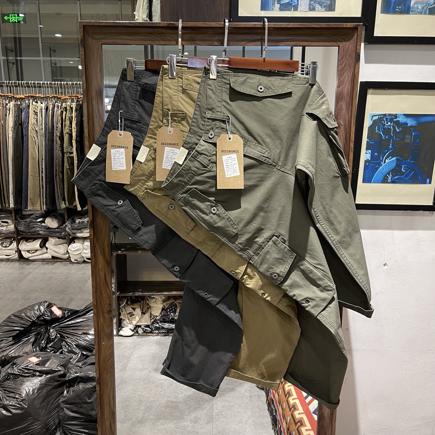 M65 Cargo Pants for Men 100% Cotton Multi-Pocket Long Pants Army Green Casual Pants