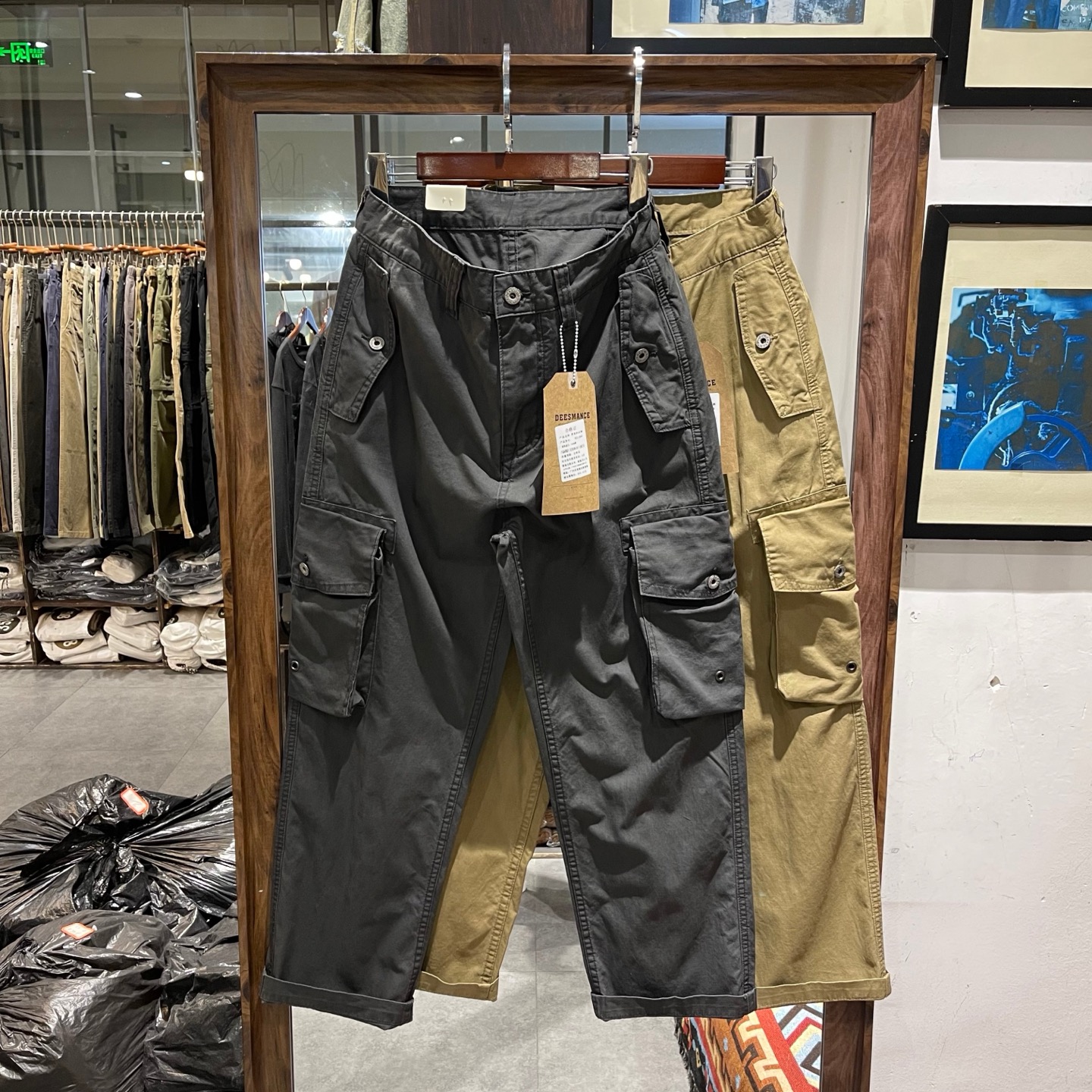 M65 Cargo Pants for Men 100% Cotton Multi-Pocket Long Pants Army Green Casual Pants
