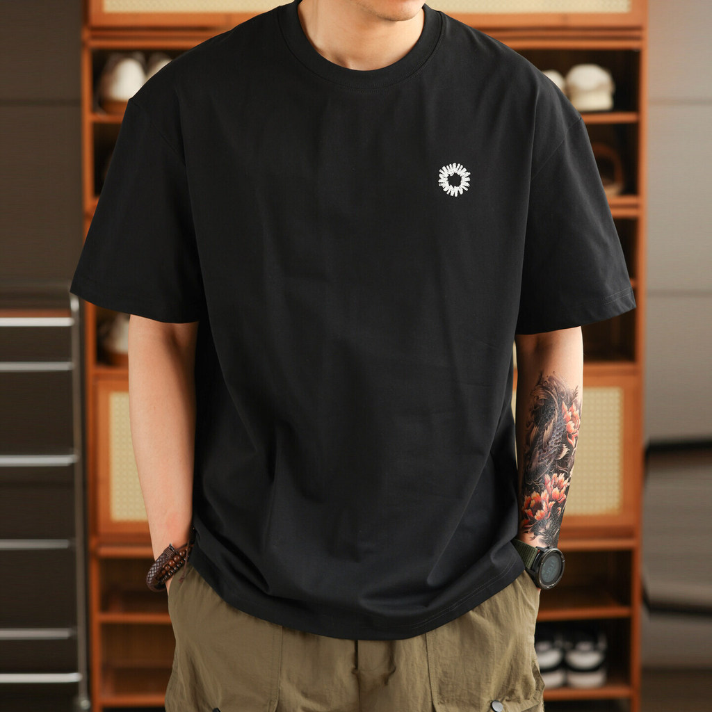 240g Ice Silk Cotton Embroidered T-Shirt