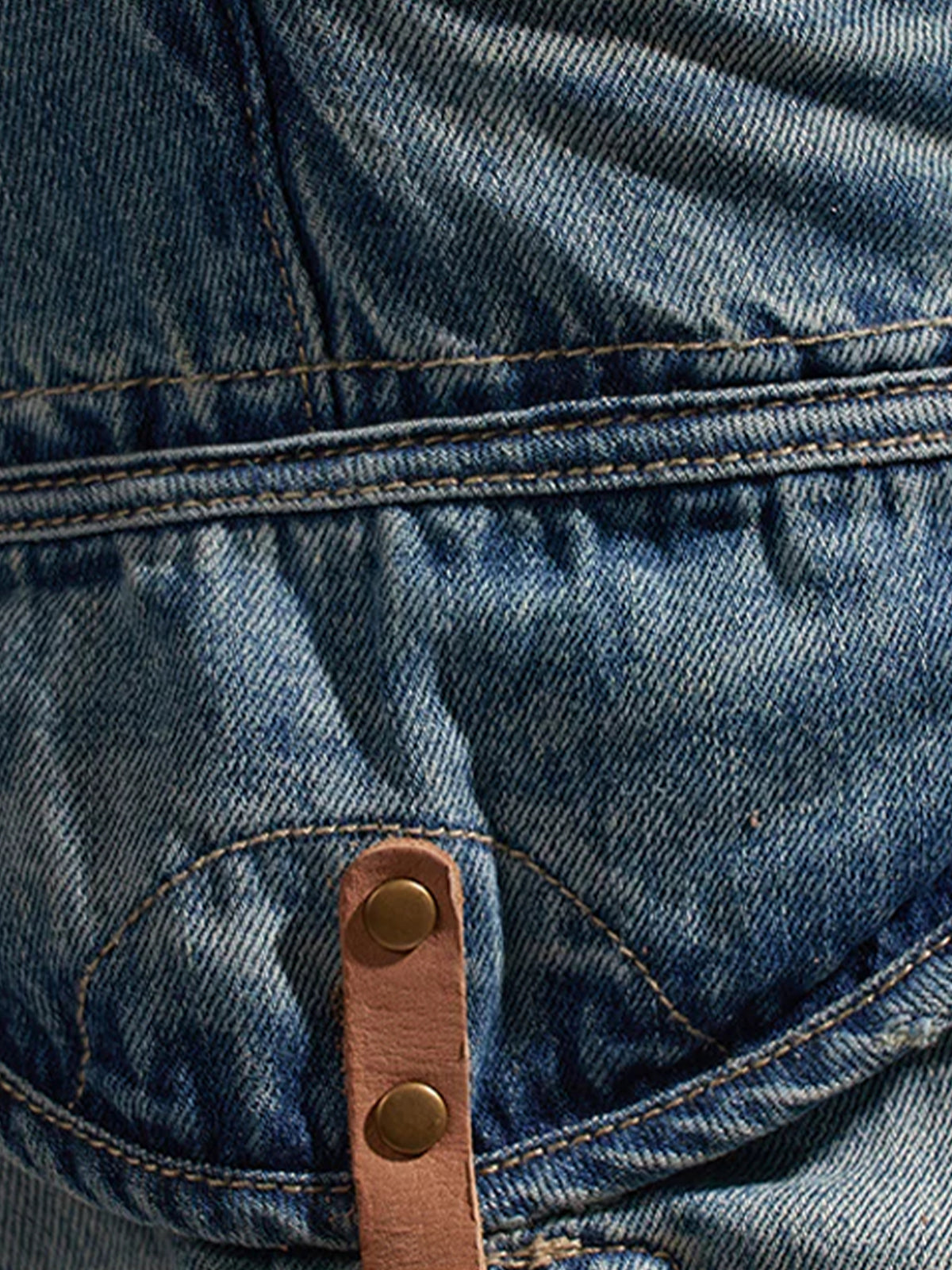 1970s Leather Buckle Washed Denim Shorts