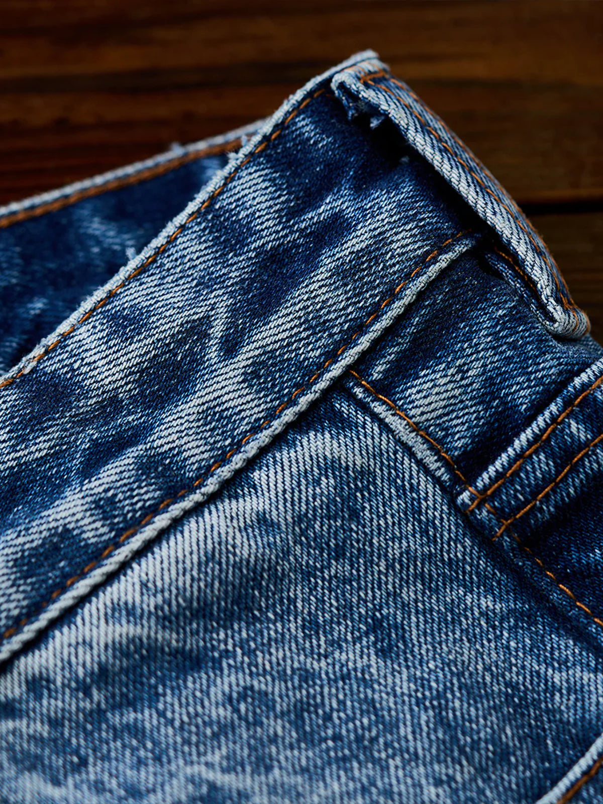 Washed & Whiskered Blue Straight Denim Pants