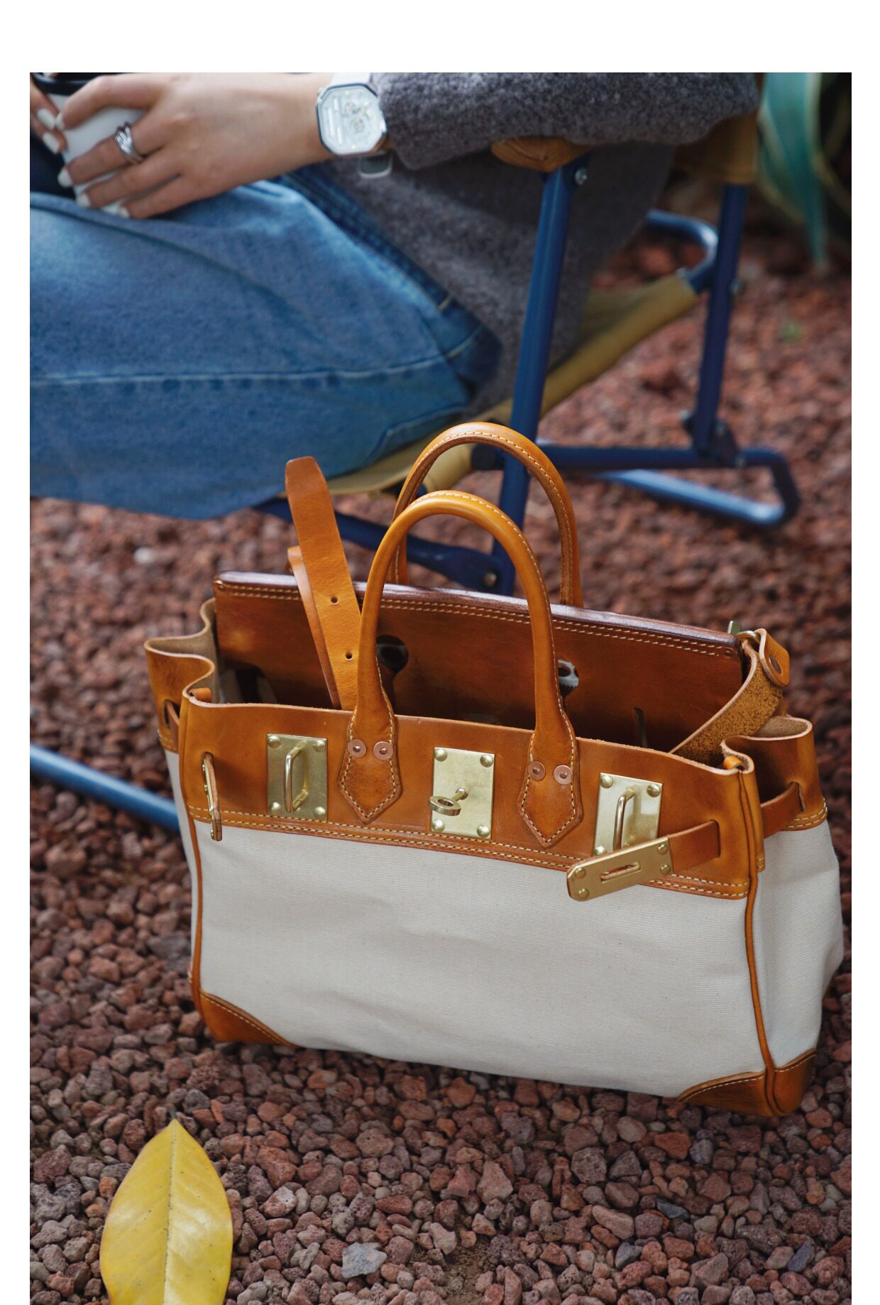 Canvas Kelly bag
