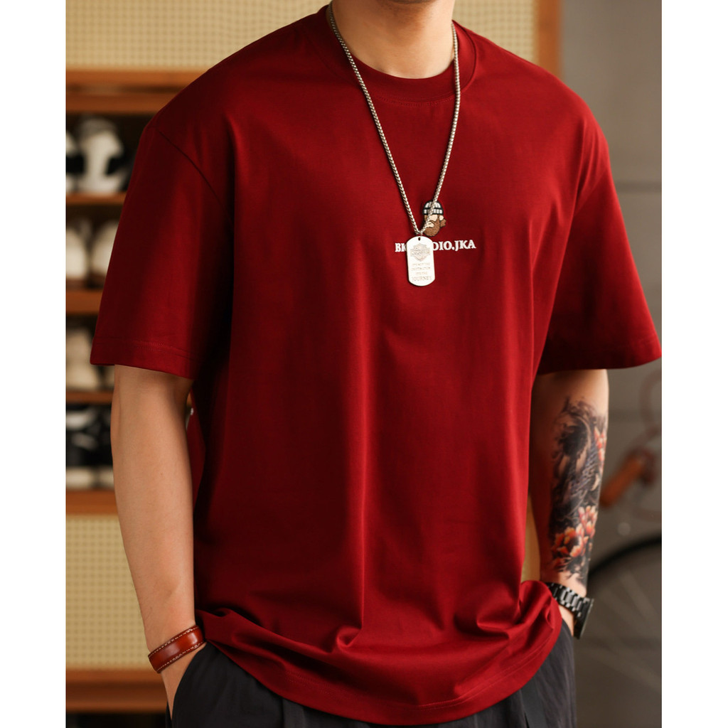 100% Cotton Embroidered Red T-Shirt
