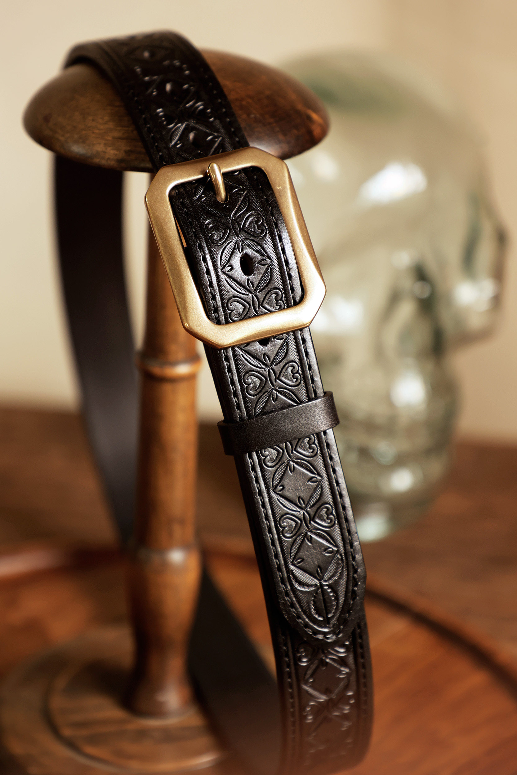 Vintage American-style embossed leather belt