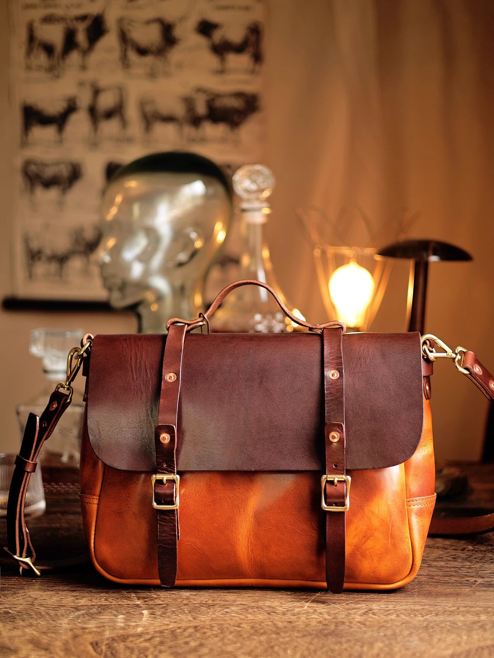 Leather messenger bag
