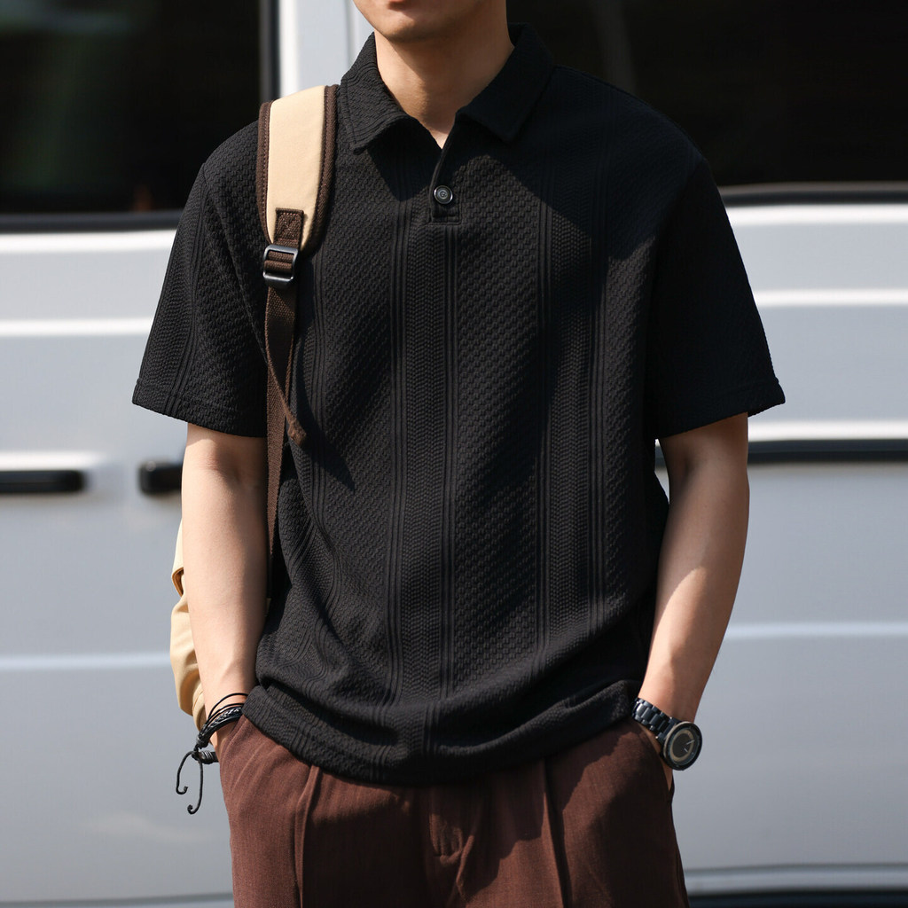 Casual Jacquard Short-Sleeved Polo