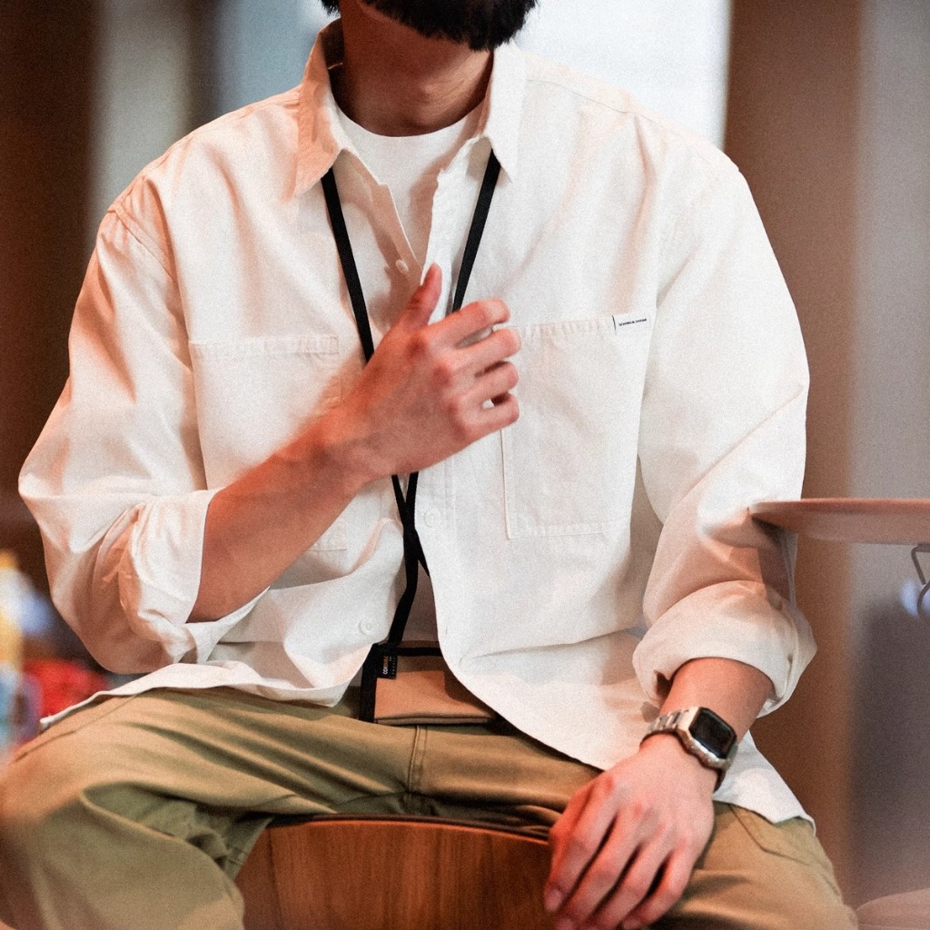 American Retro High-Density Washed Long-Sleeved Shirt Men's Slightly Wide White Casual All-Match Shirt Jacket Autumn