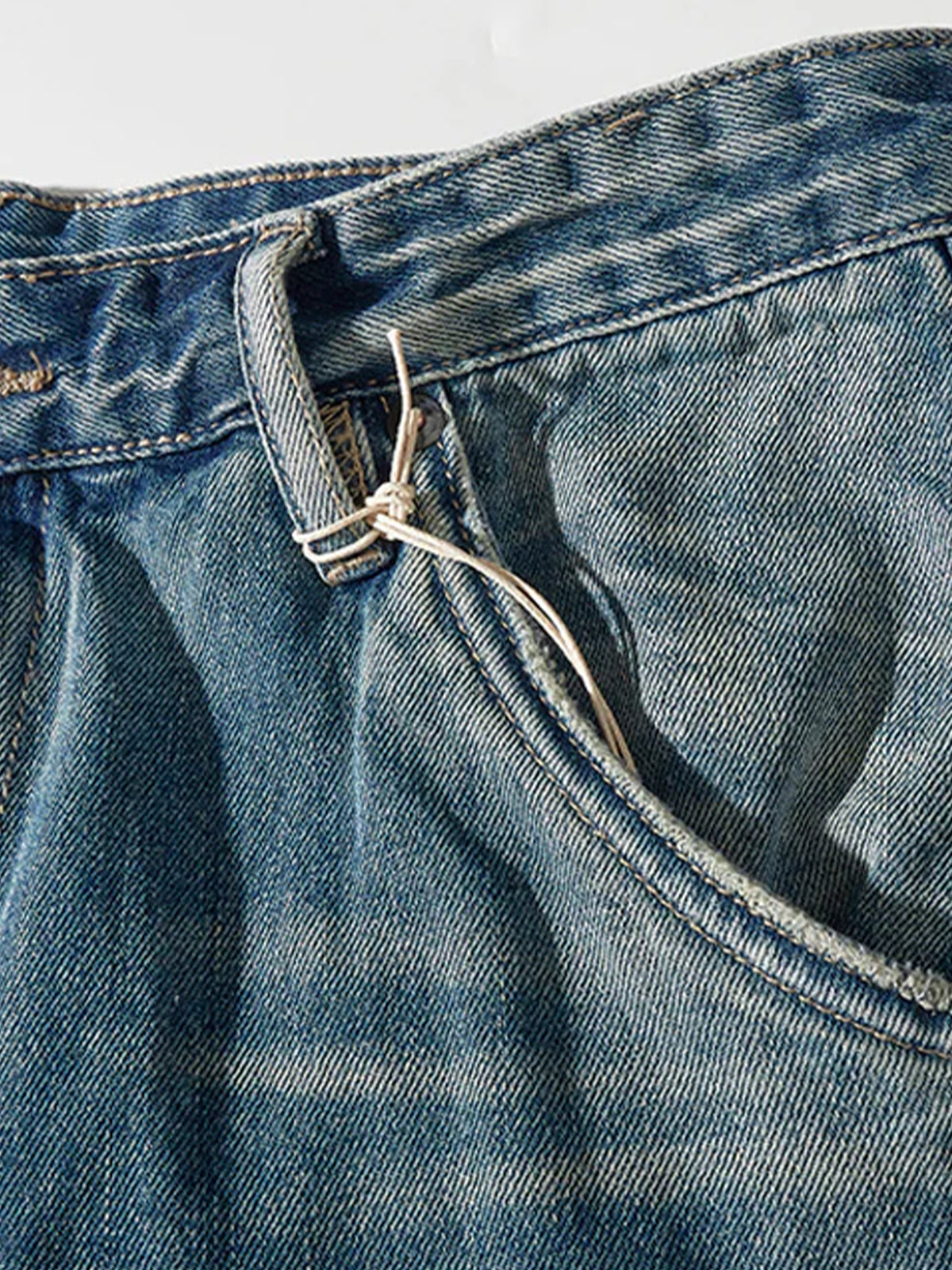 1970s Leather Buckle Washed Denim Shorts