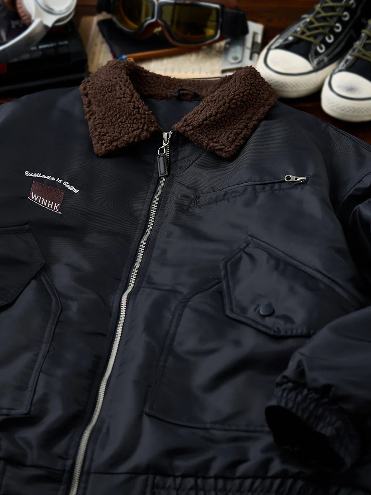 Sherpa Collar MA-1 Quilted Flight Jacket