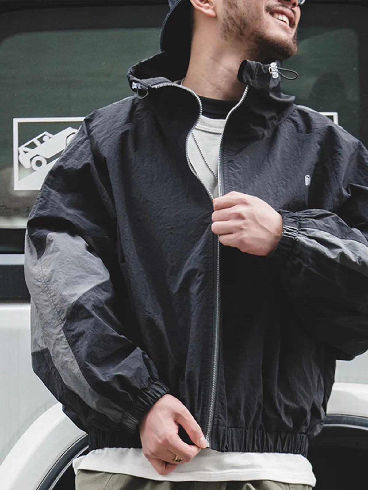 Double Zipper Design Color-Block Jacket