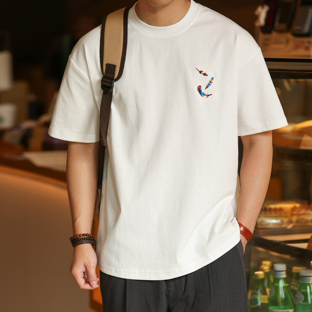 220g Feather Embroidered T-Shirt