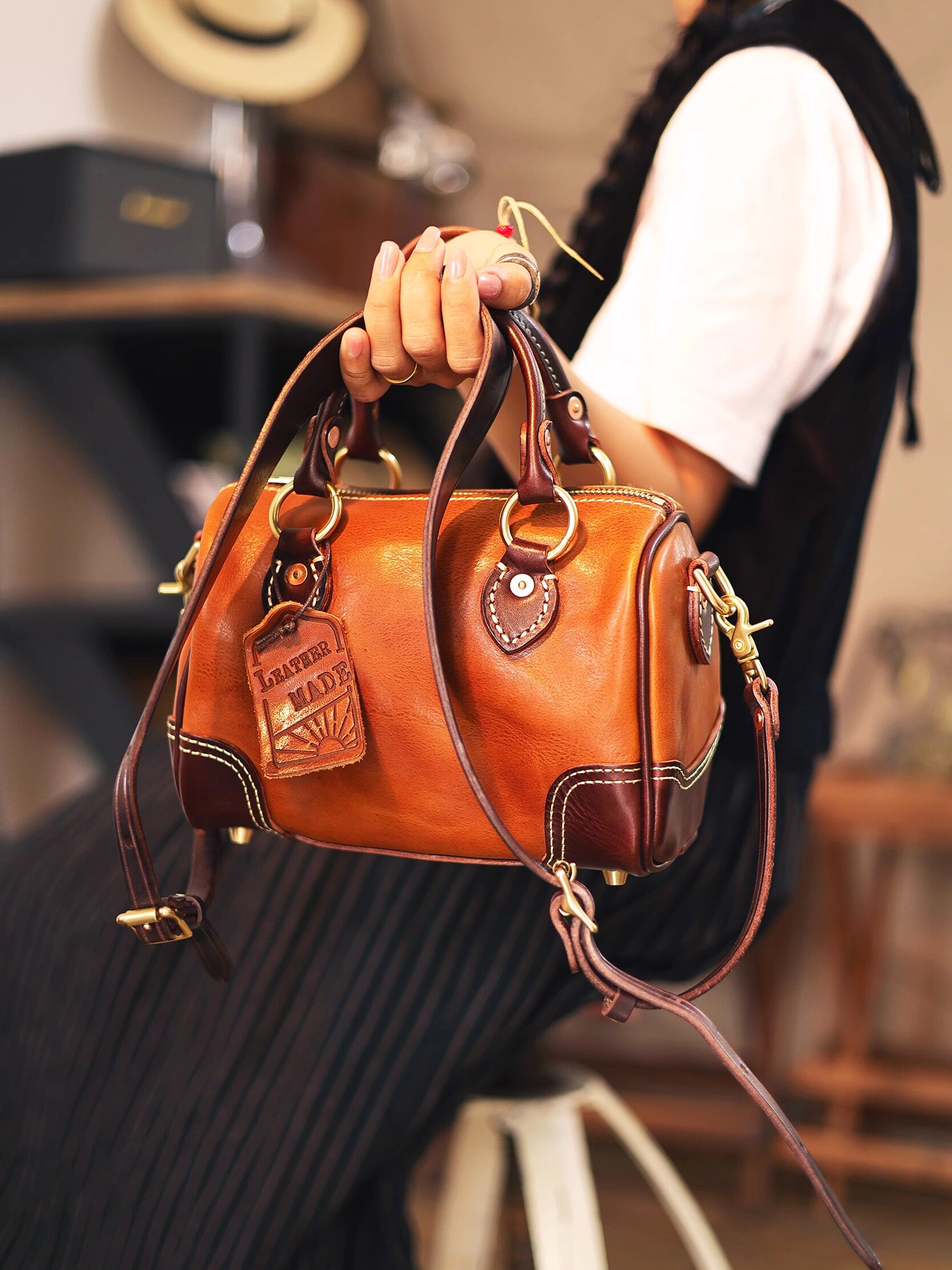 Handmade Single-shoulder Boston Bag