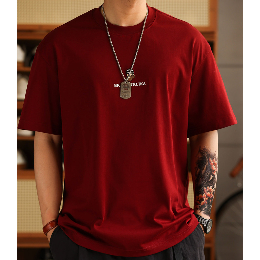 100% Cotton Embroidered Red T-Shirt