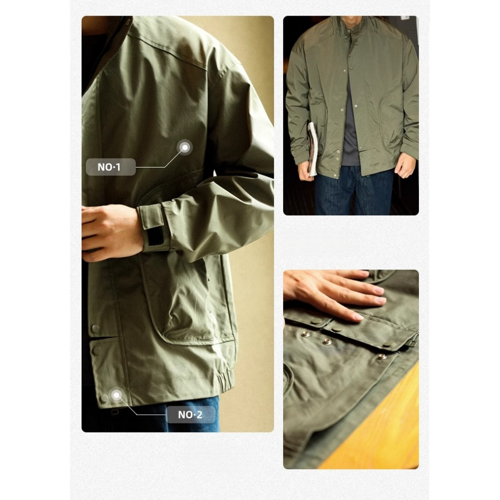 Functional Outdoor Windproof Stand-Up Collar Overalls Jacket Men Loose Casual Sports Jacket Jacket