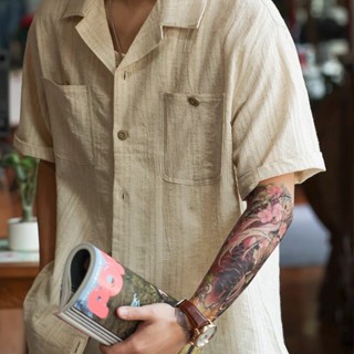 Linen Jacquard Short-Sleeved Shirt