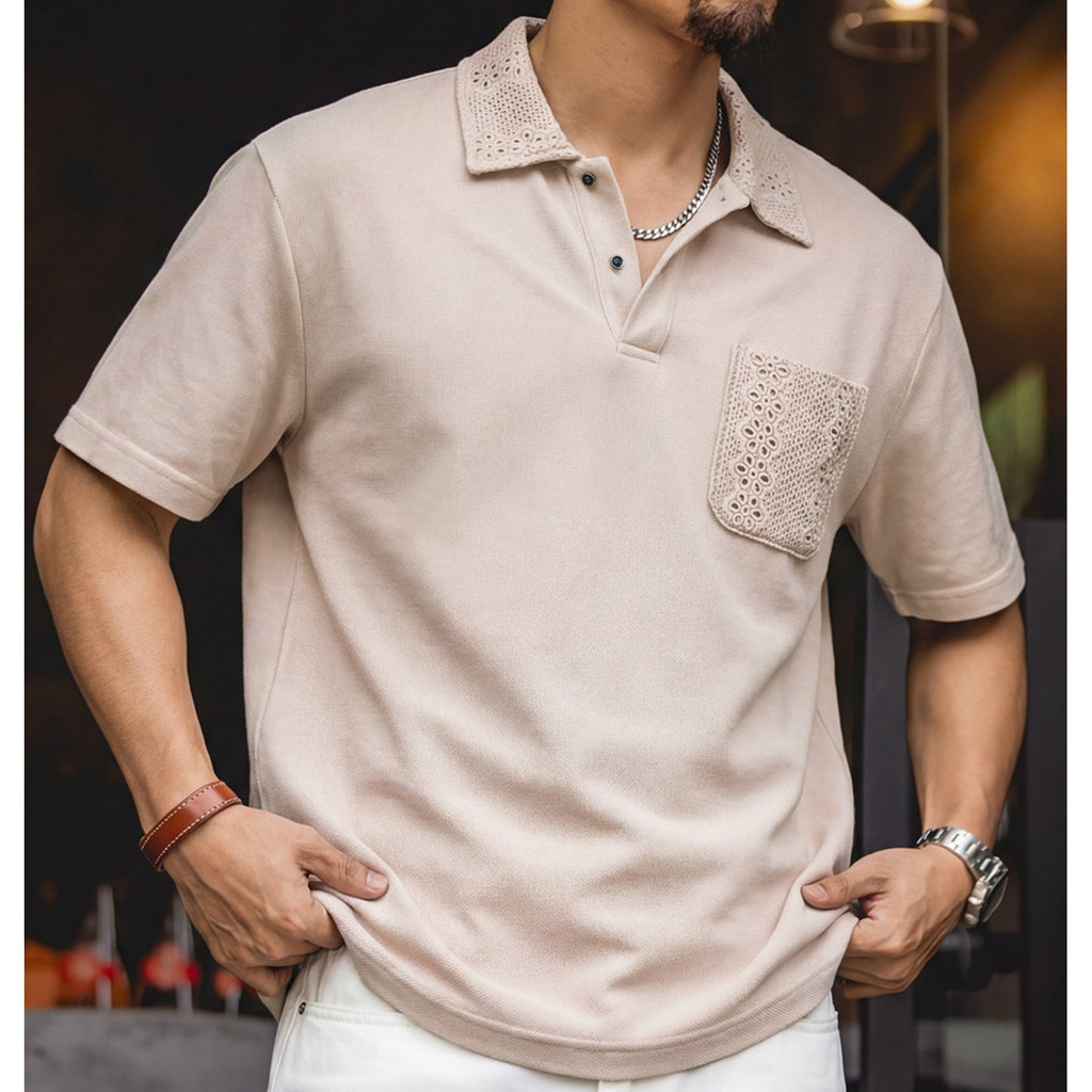 Beaded Floor Cotton Polo Shirt