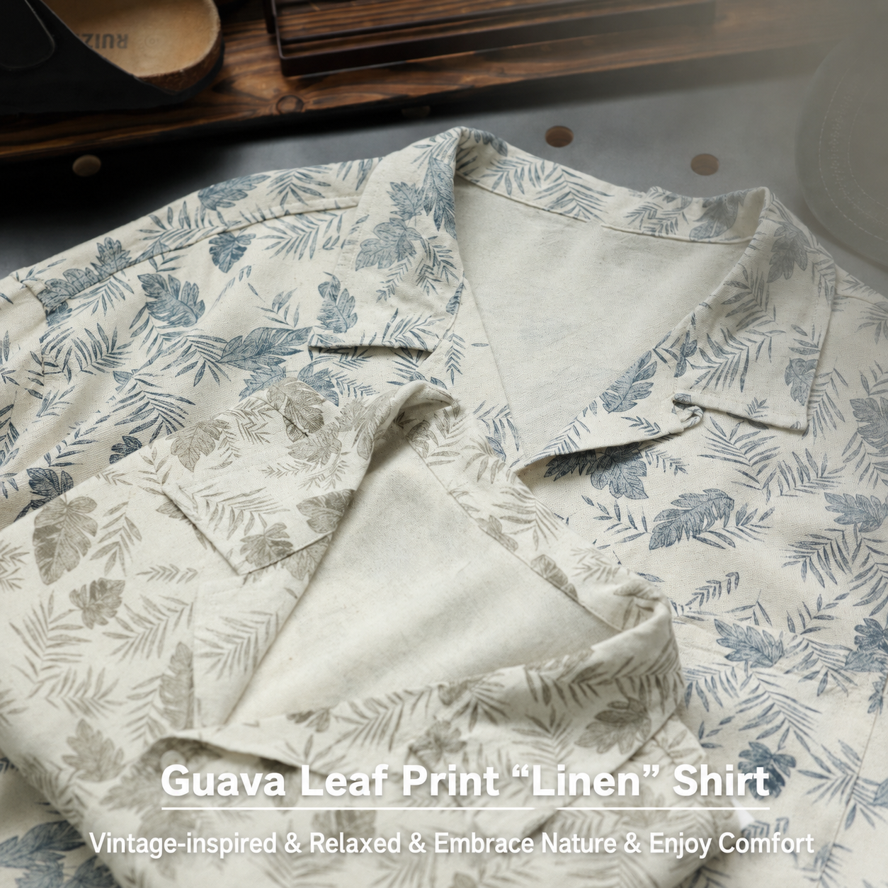 Casual Cuban Collar Linen Short-Sleeved Shirt Men Summer Vacation Style Half-Sleeved Shirt