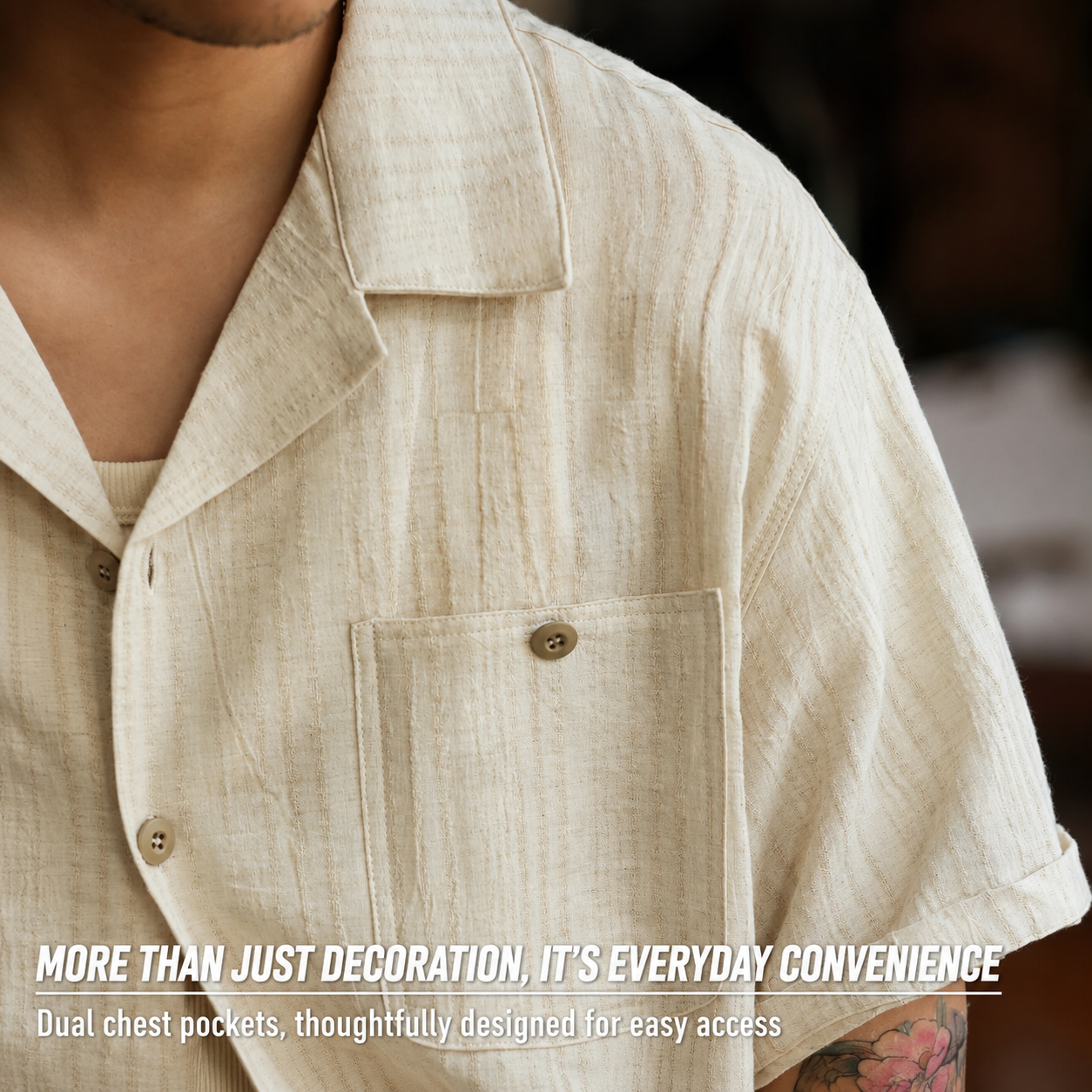 150g Linen Jacquard Cuban Collar Short-Sleeved Shirt Men Breathable Lightweight Layered