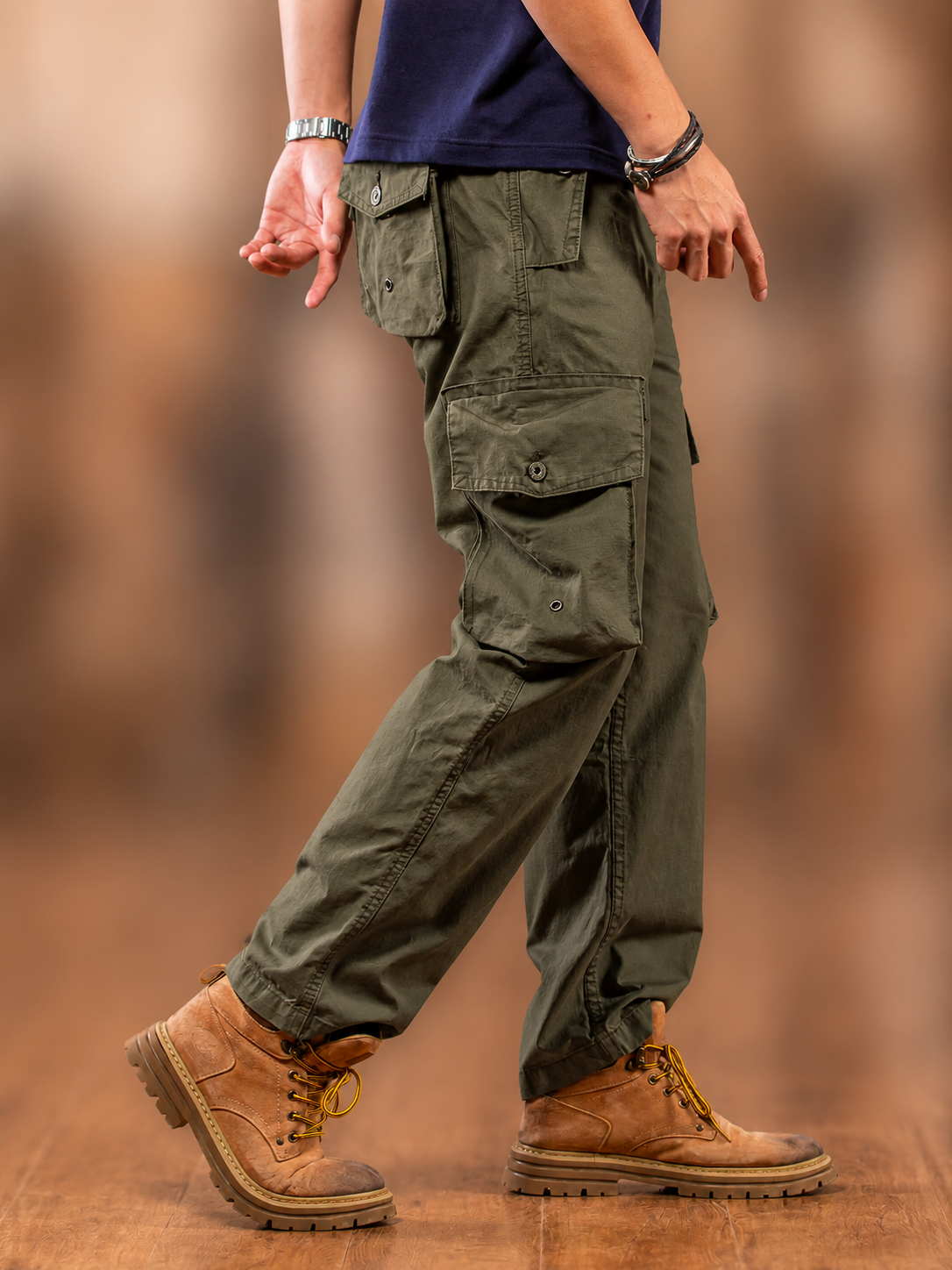 M65 Cargo Pants for Men 100% Cotton Multi-Pocket Long Pants Army Green Casual Pants