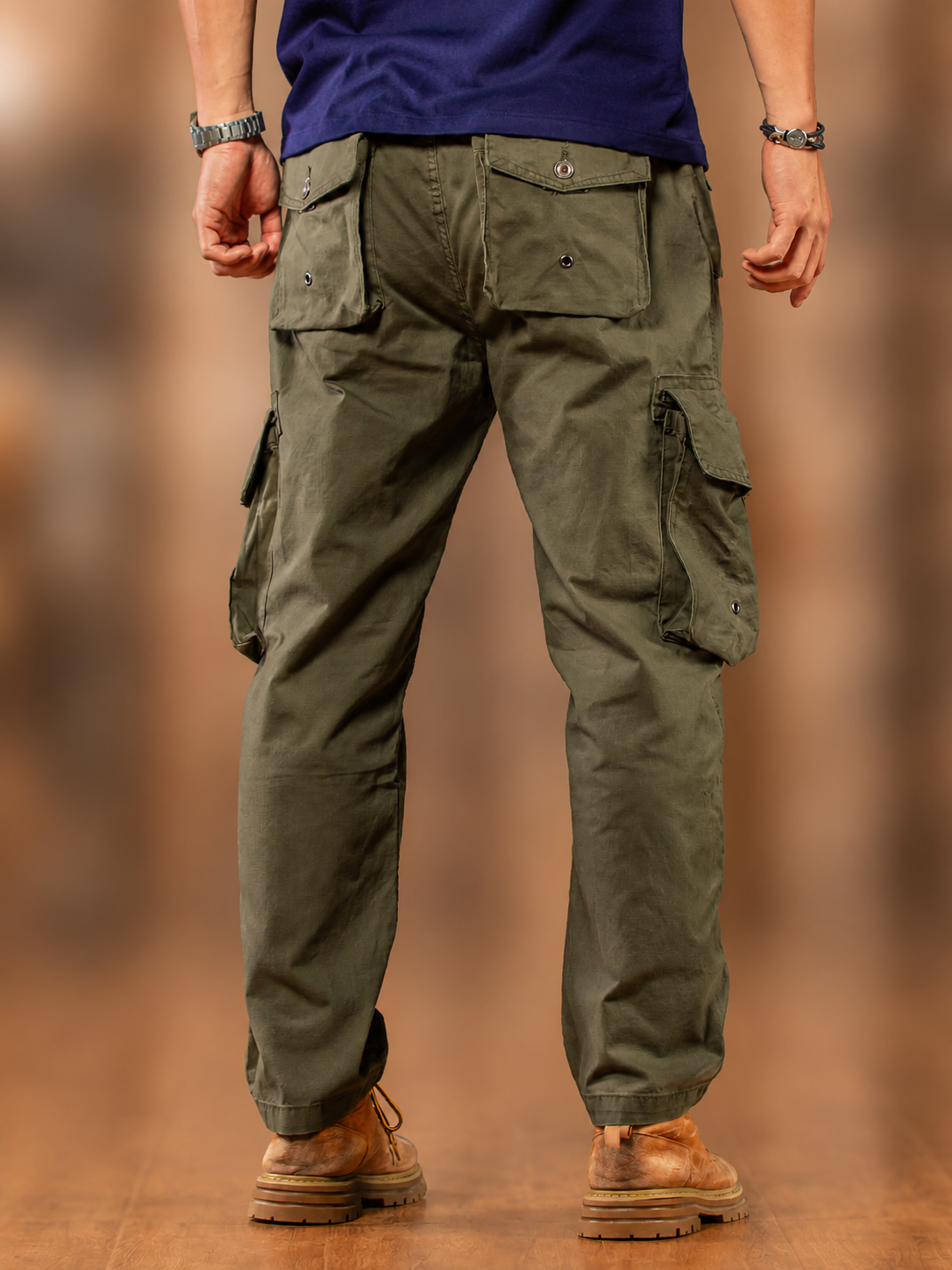 M65 Cargo Pants for Men 100% Cotton Multi-Pocket Long Pants Army Green Casual Pants