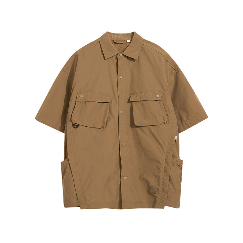 Wuluwear Japanese Retro Ultra-Thin Workwear Short-Sleeved Shirt Men's Pleated Deconstruction Layered Photography Outdoor Quick-Drying Inch Shirt