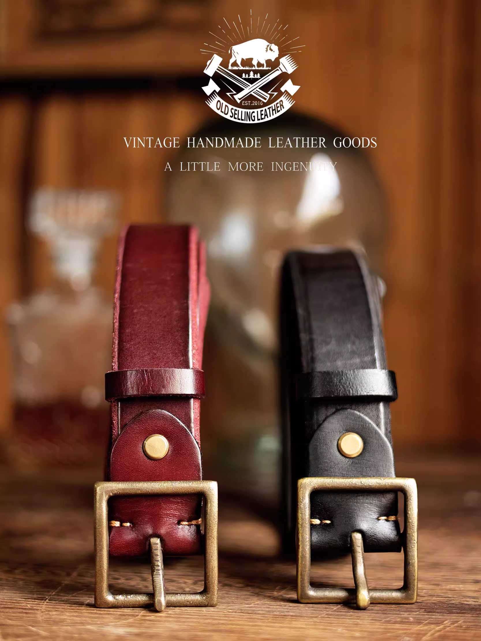 Vegetable-Tanned cow leather belt