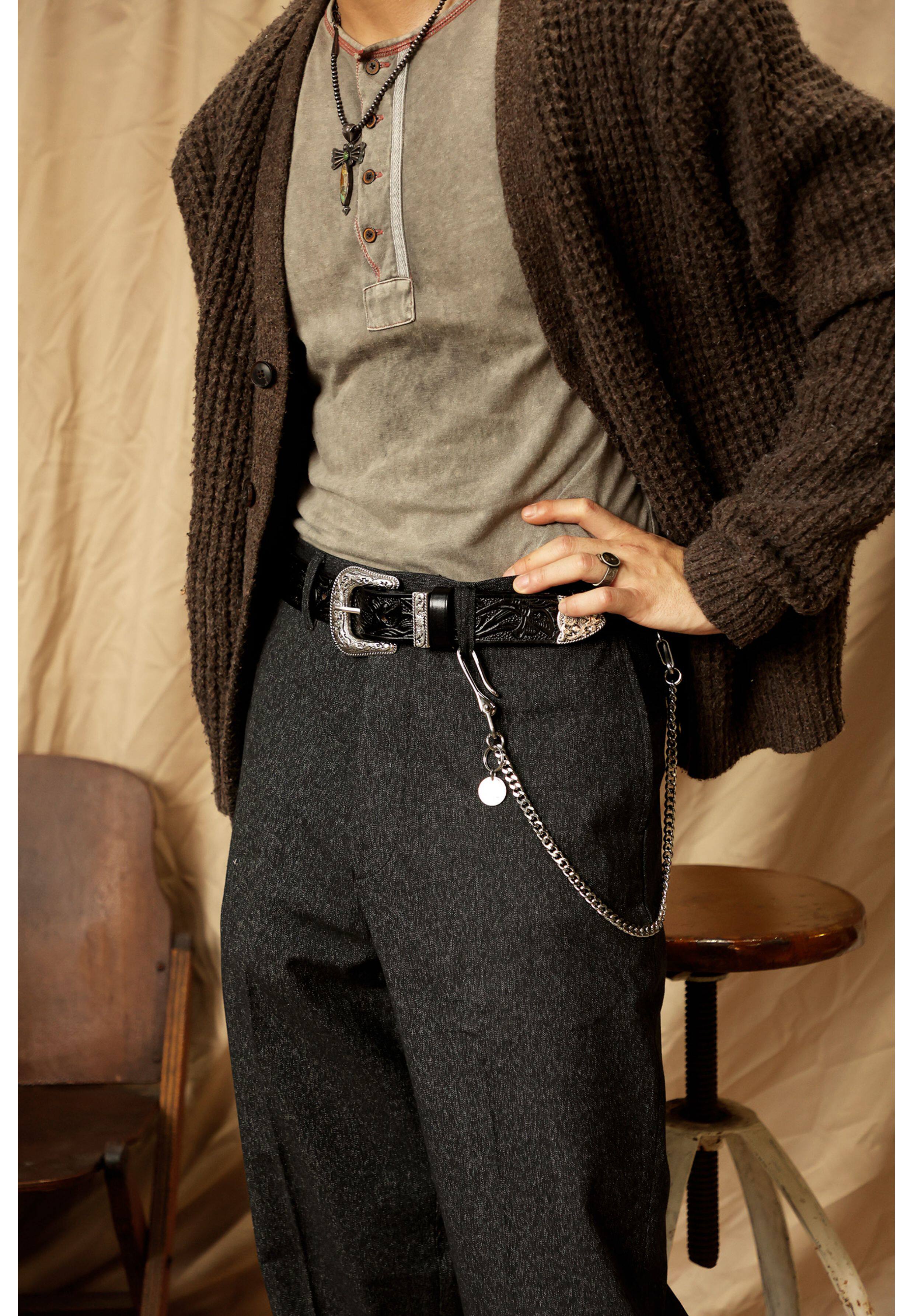 Hand-carved leather belt