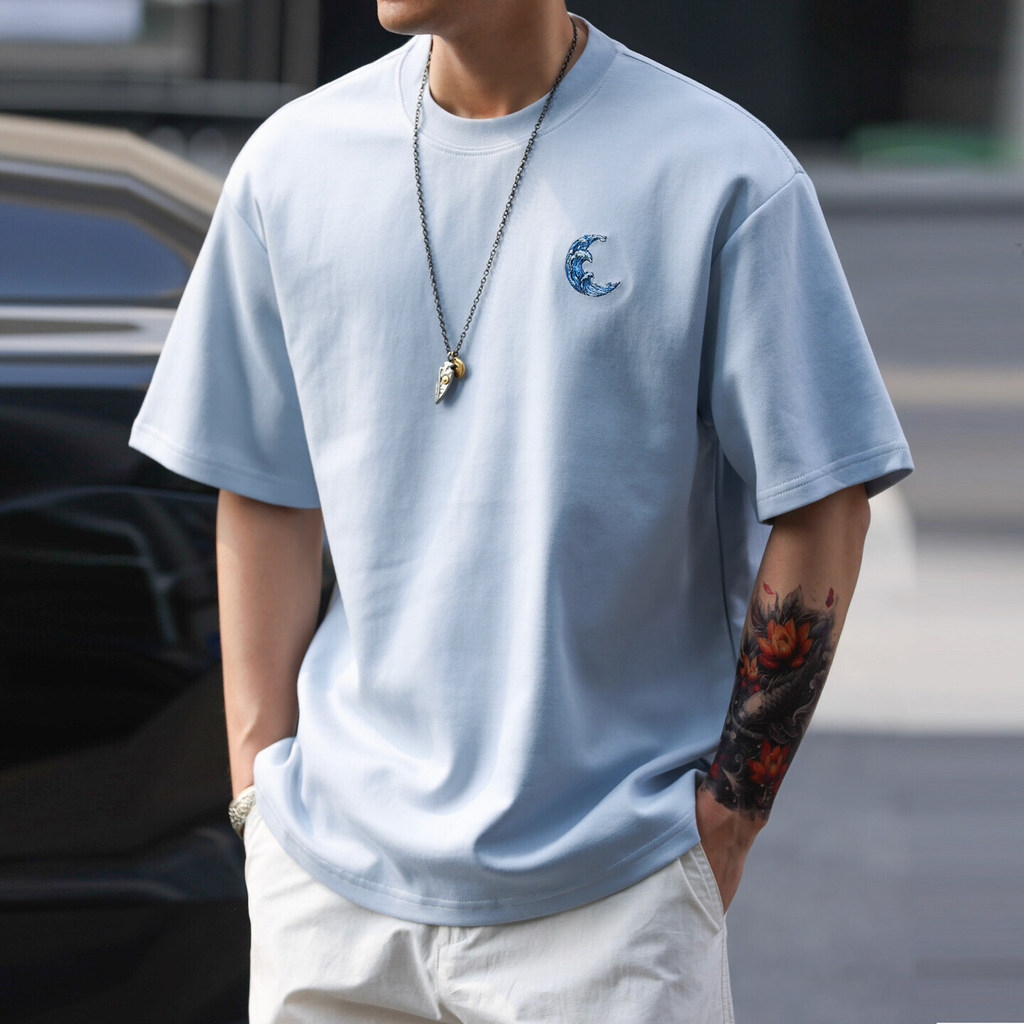 230g Air Layer Wave Embroidery Cotton T-Shirts