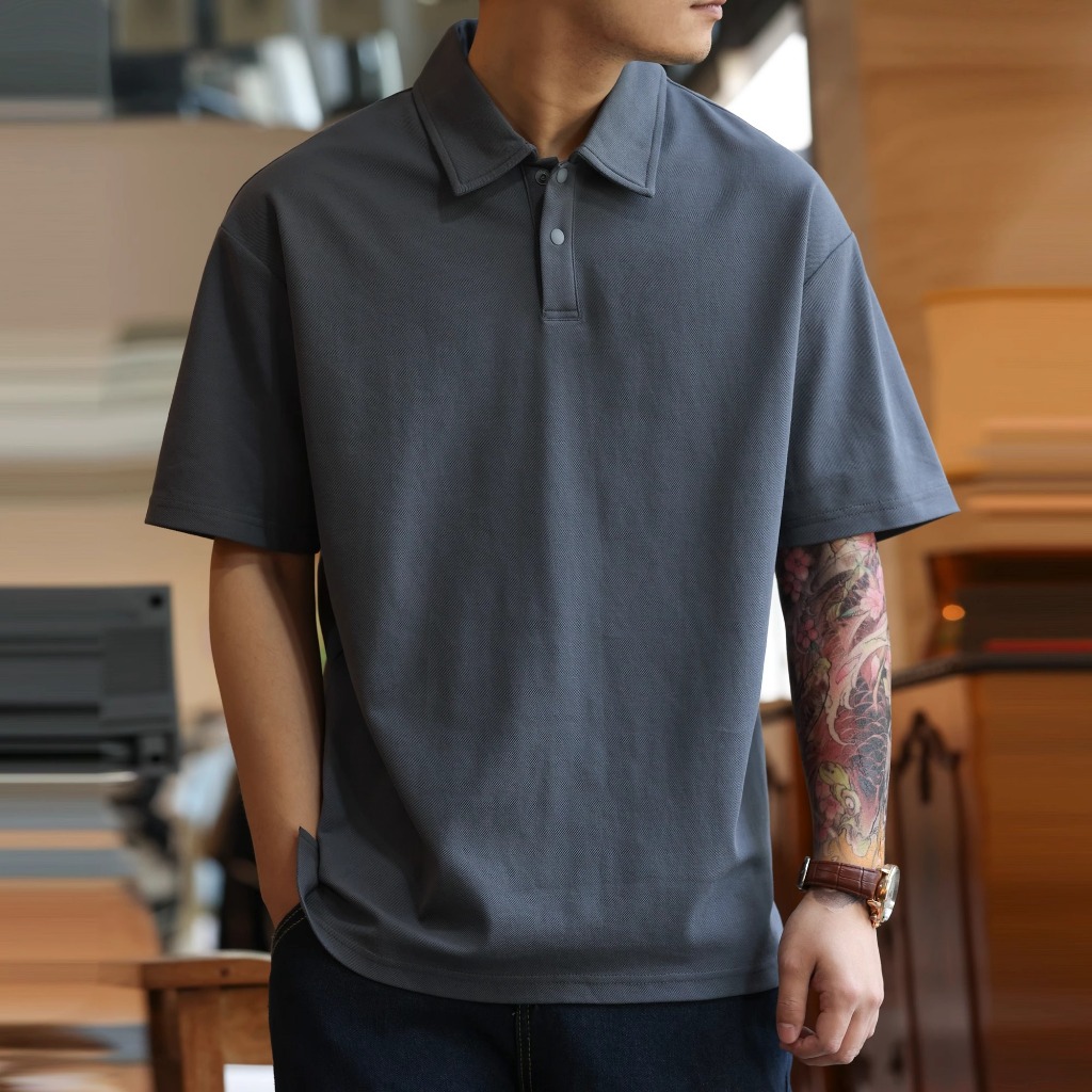 220g Solona Short-Sleeved Polo Shirt Men's Light Luxury Feeling Pearly Cool Lapel TEE