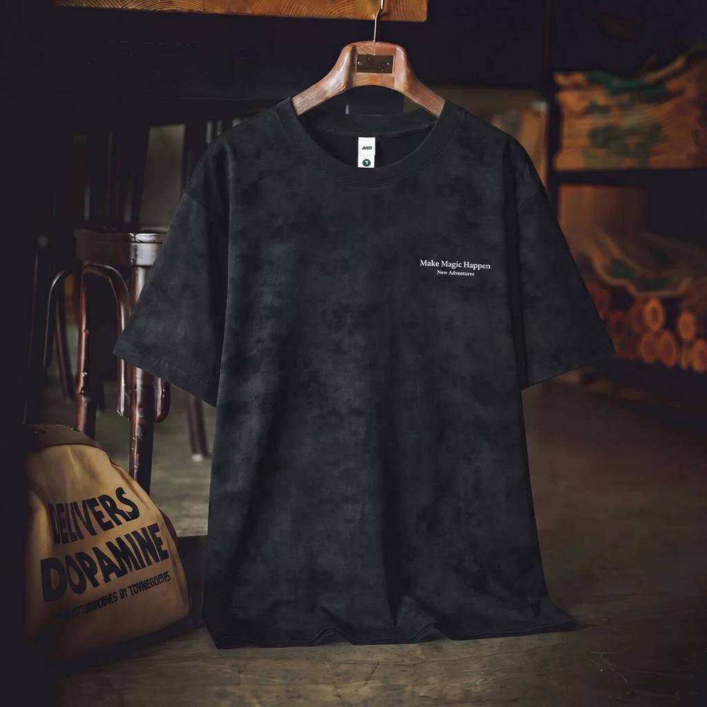 Wuluwear American Retro Tie-Dye Distressed Short-Sleeved T-Shirt Men 2026 Summer New Style Loose Casual Round Neck Printed Half-