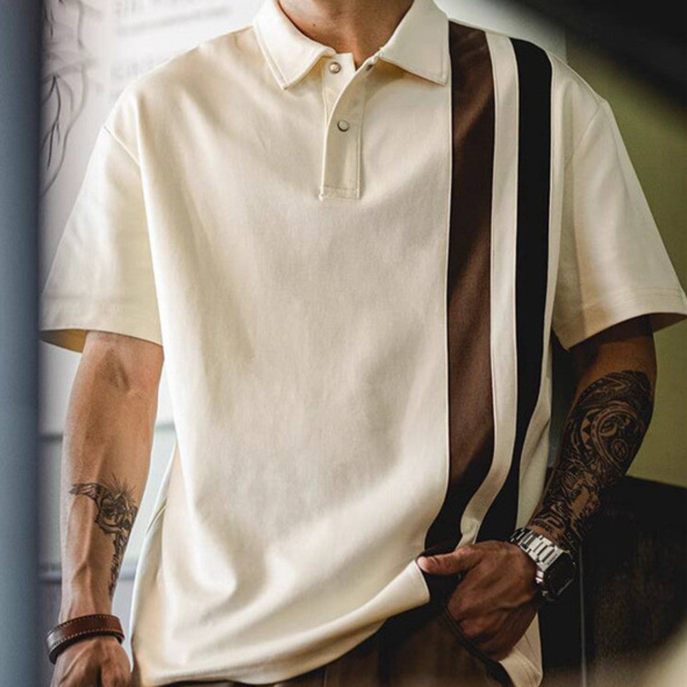 Stitching Contrast Color Polo Shirt
