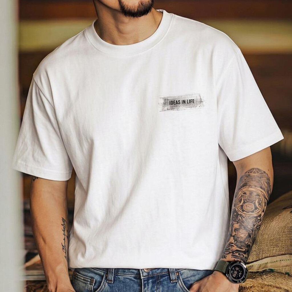 Wuluwear Modal Blended Men's T-Shirt Summer New Style American Cool Breathable Top Loose Smudge Printed Short Sleeve Men