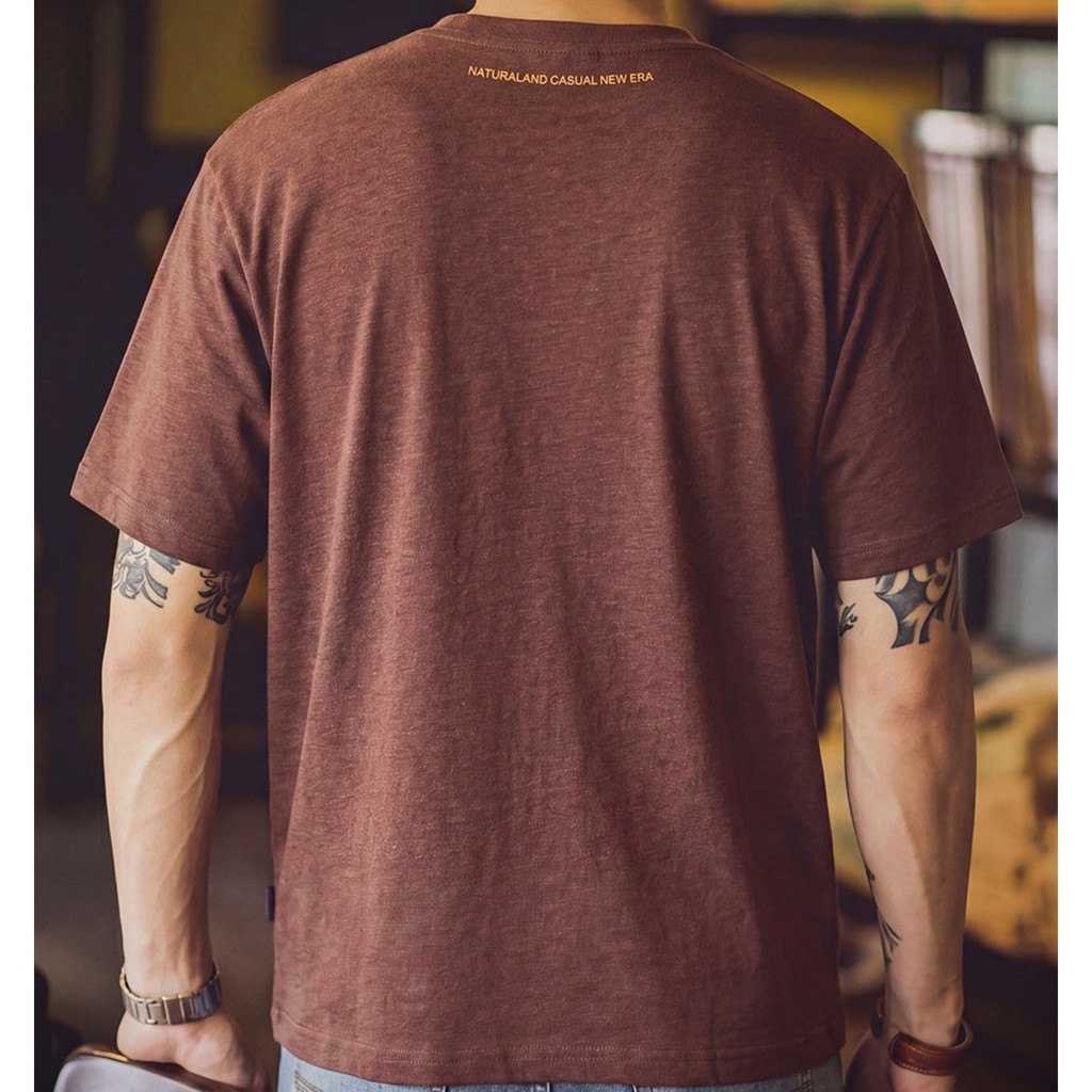 Wuluwear American Retro Pure Cotton Short-Sleeved t-Shirt Men's Summer New Style Brown Fake Pocket Loose Casual Tough Guy Strong t-Shirt