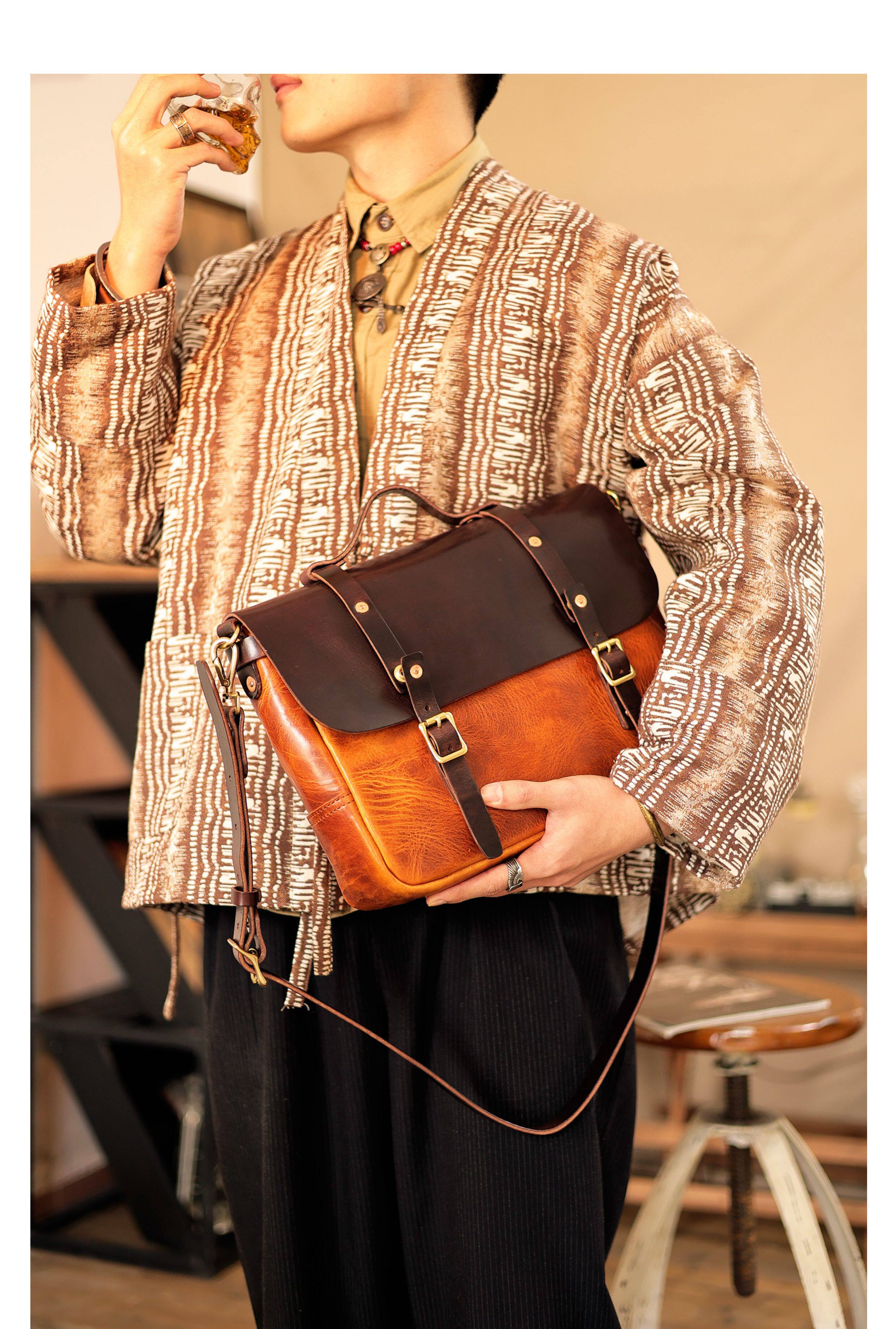 Leather messenger bag