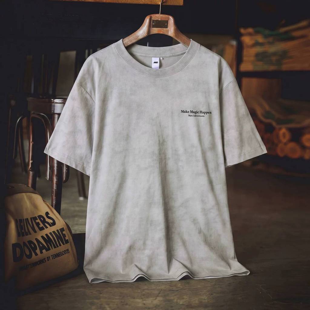 Wuluwear American Retro Tie-Dye Distressed Short-Sleeved T-Shirt Men 2026 Summer New Style Loose Casual Round Neck Printed Half-