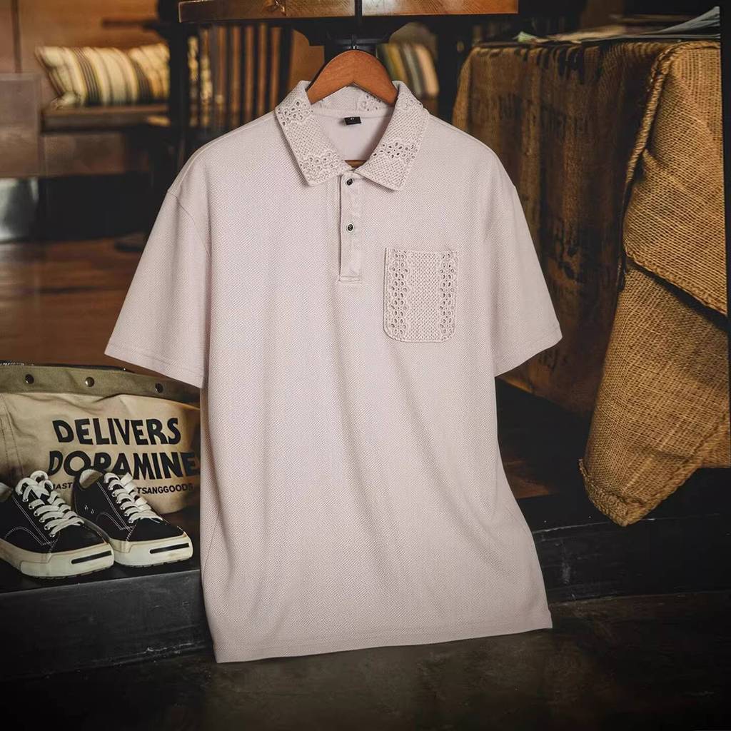 Beaded Floor Cotton Polo Shirt